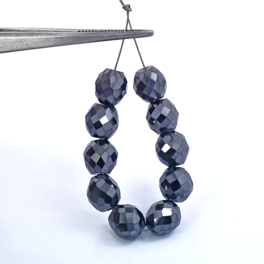 Gorgeous 10 pcs Black Diamond Loose Drilled Beads , For making jewelry - ZeeDiamonds