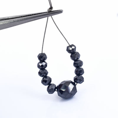 13 Carat Black Diamond Carbonado Loose Round Faceted Drilled Beads , For making jewelry - ZeeDiamonds