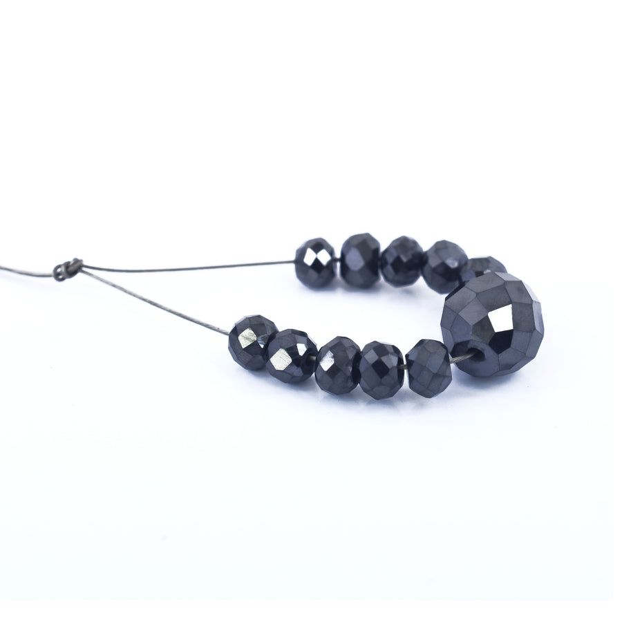 13 Carat Black Diamond Carbonado Loose Round Faceted Drilled Beads , For making jewelry - ZeeDiamonds