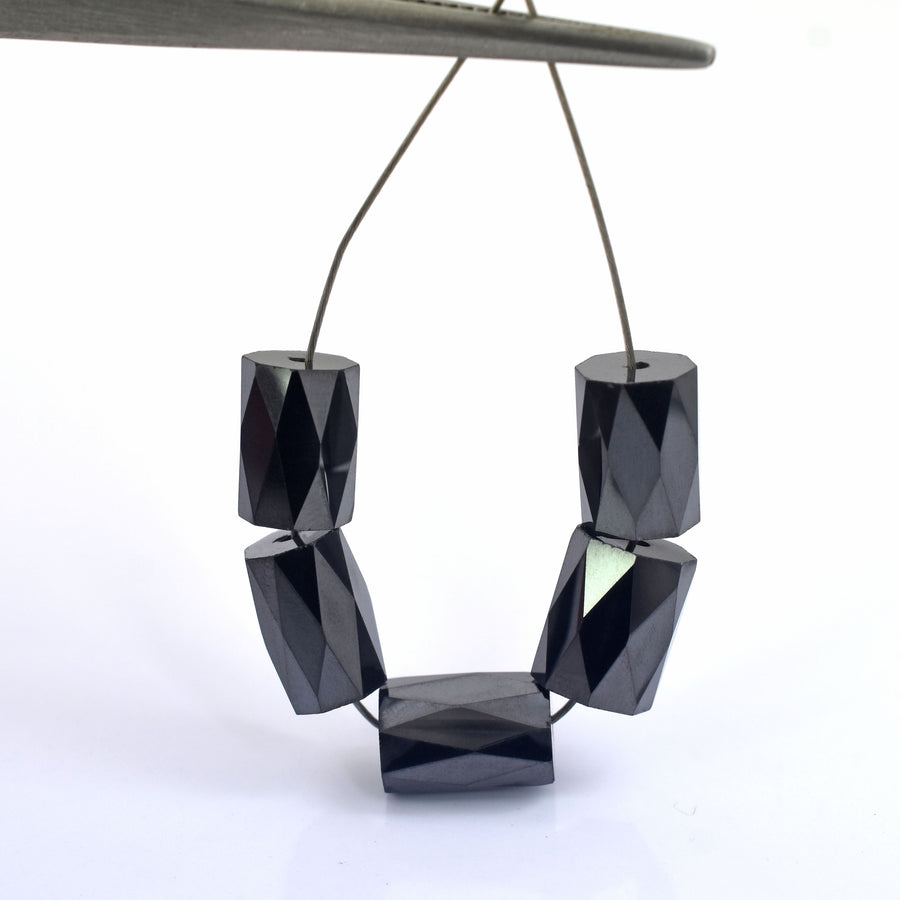 Genuine 5 Pcs Beads Black Diamond Carbonado Loose Faceted Drilled Beads , For making jewelry - ZeeDiamonds