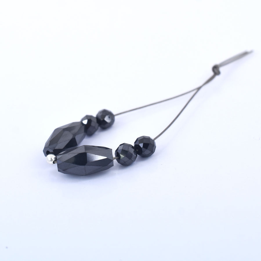 Top Quality Black Diamond Carbonado Loose Fancy and Round Faceted Drilled Beads , For making jewelry - ZeeDiamonds