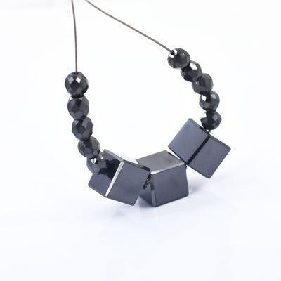 Black Diamond Carbonado Loose Round and Cube Faceted Drilled Beads , For making jewelry - ZeeDiamonds