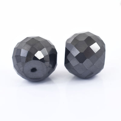 Excellent Quality Black Diamond Loose Drilled Beads , 12mm, Ideal For making jewelry , 2 Pcs Beads, Excellent Cut and Luster - ZeeDiamonds
