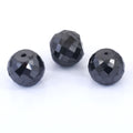 3 Pcs Beads Black Diamond Carbonado Loose Round Faceted Drilled Beads , For making jewelry - ZeeDiamonds