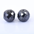 2 Pcs Stunning Black Diamond Carbonado Loose Round Faceted Drilled Beads , For making jewelry - ZeeDiamonds