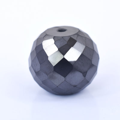 Natural Earth mined 16mm , Rare 30cts Black Diamond  Round Faceted Drilled Bead For making jewelry - ZeeDiamonds