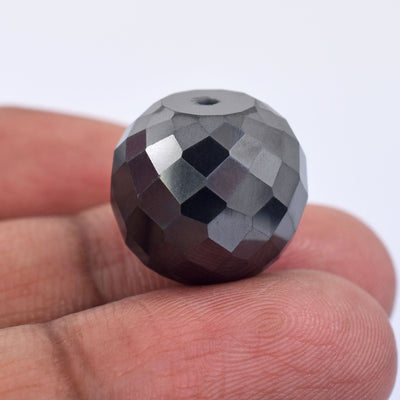 AAA Natural 28ct Black Diamond Loose Round Faceted Drilled Bead , For making jewelry - ZeeDiamonds