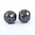 AAA Quality Rare 54ct, 15mm Pair of Black Diamond Loose Round Drilled Beads , For making jewelry - ZeeDiamonds