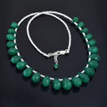 Great Shine Brazilian Green Emerald Gemstone Necklace with Beads, 925 Sterling Silver - ZeeDiamonds