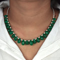 Great Shine Brazilian Green Emerald Gemstone Necklace with Beads, 925 Sterling Silver - ZeeDiamonds