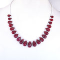 Certified Red Ruby Gemstone Necklace with Beads, 925 Silver Excellent Cut & Luster - ZeeDiamonds
