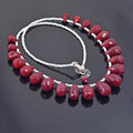 Certified Red Ruby Gemstone Necklace with Beads, 925 Silver Excellent Cut & Luster - ZeeDiamonds