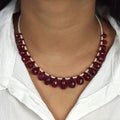 Certified Red Ruby Gemstone Necklace with Beads, 925 Silver Excellent Cut & Luster - ZeeDiamonds