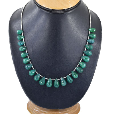 Excellent for Gift 153.70 Carat Brazilian Green Emerald Gemstone Necklace with Beads, 925 Silver - ZeeDiamonds