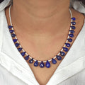 Genuine Quality Blue Sapphire Gemstone Necklace with Beads, 925 Silver Excellent Cut & Luster - ZeeDiamonds