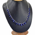 Genuine Quality Blue Sapphire Gemstone Necklace with Beads, 925 Silver Excellent Cut & Luster - ZeeDiamonds