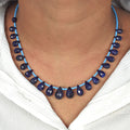 Single Strand Certified Blue Sapphire Gemstone Necklace with Beads, 925 Silver Excellent Cut & Luster - ZeeDiamonds