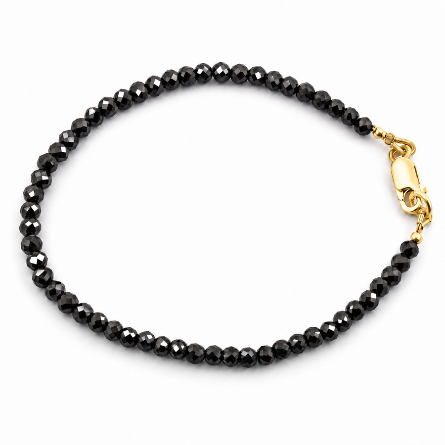 14 CT Black Diamond Beaded Bracelet, 2.80 mm Beads, 925 Sterling Silver, 6.5–8.5 Inches - ZeeDiamonds