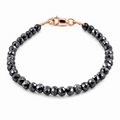 6 mm Black Diamond Beaded Bracelet in 925 Sterling Silver, 6.5–8.5 Inches Ideal Gift for Birthday