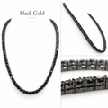 Men's 5–5.5 mm Black Diamond Tennis Necklace in 925 Sterling Silver, 18–24 Inches + Certified! Free Diamond Studs.