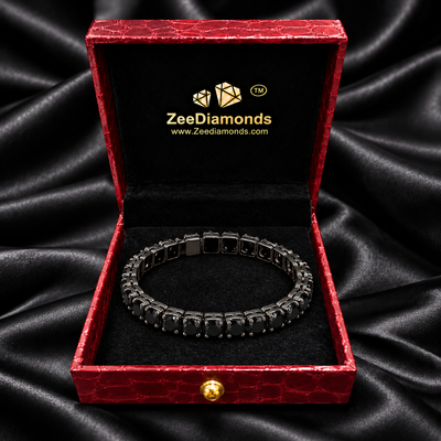 5 mm Black Diamond Tennis Bracelet in 925 Sterling Silver, 6–8.5 Inches - ZeeDiamonds