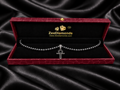 Derek Jeter Men's Black Diamond Necklace with God Eye Cross, 6 or 7 mm, 18–28 Inches - ZeeDiamonds