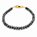 6 mm Black Diamond Beaded Bracelet in 925 Sterling Silver, 6.5–8.5 Inches Ideal Gift for Birthday
