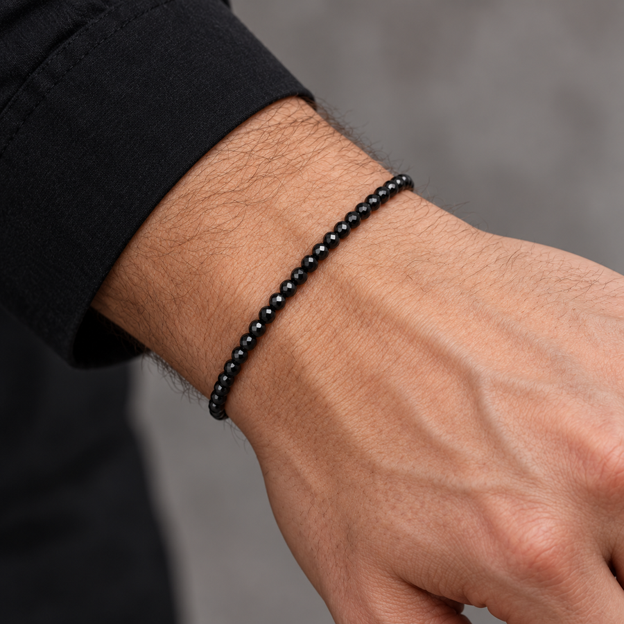 14 CT Black Diamond Beaded Bracelet, 2.80 mm Beads, 925 Sterling Silver, 6.5–8.5 Inches - ZeeDiamonds