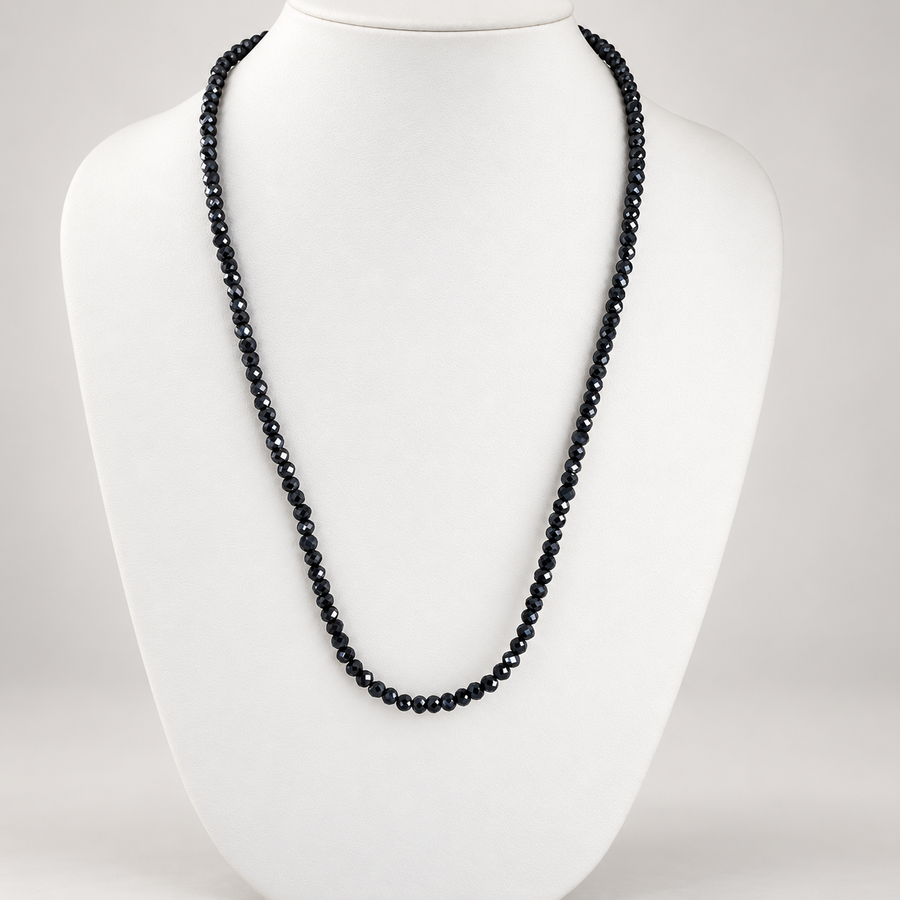Black Diamonds Beaded Necklace, Excellent Cut, 4.5-5 mm AAA Quality- Certified! Free Diamond Studs. - ZeeDiamonds