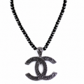 Derek Jeter Men's Black Diamond Necklace with CC Pendent - ZeeDiamonds