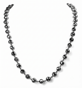 8 mm Black Diamond Beaded Chain Necklace, 925 Sterling Silver Clasp, 18–26 Inches | Derek