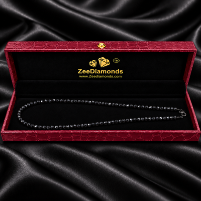 3 mm Black Diamond Beaded Necklace, 925 Sterling Silver, 16–36 Inches + Free Diamond Studs