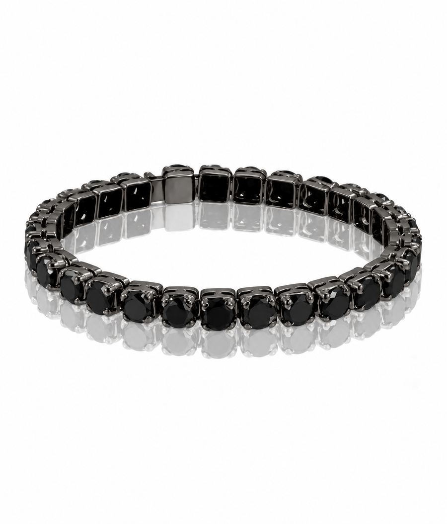 5 mm Black Diamond Tennis Bracelet in 925 Sterling Silver, 6–8.5 Inches