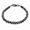 6 mm Black Diamond Beaded Unisex Bracelet in 925 Sterling Silver, 6.5–8.5 Inches