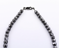 8 mm Black Diamond Beaded Necklace, 925 Sterling Silver Clasp, 18–24 Inches + Free Diamond Studs