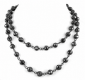 8 mm Black Diamond Long Chain Necklace in 925 Sterling Silver, 18–36 Inches + Free Diamond Studs