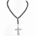 7 mm Black Diamonds Necklace For Men with Holy Cross pendent. - ZeeDiamonds