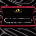 8 mm Black Diamond Beaded Necklace, 925 Sterling Silver Clasp, 18–24 Inches + Free Diamond Studs