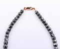 8 mm Black Diamond Beaded Necklace, 925 Sterling Silver Clasp, 18–24 Inches + Free Diamond Studs