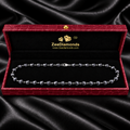 6 mm Black Diamond Long Chain Necklace, Sterling Silver Lobster Clasp, 18–36 Inches + Free Diamond Studs