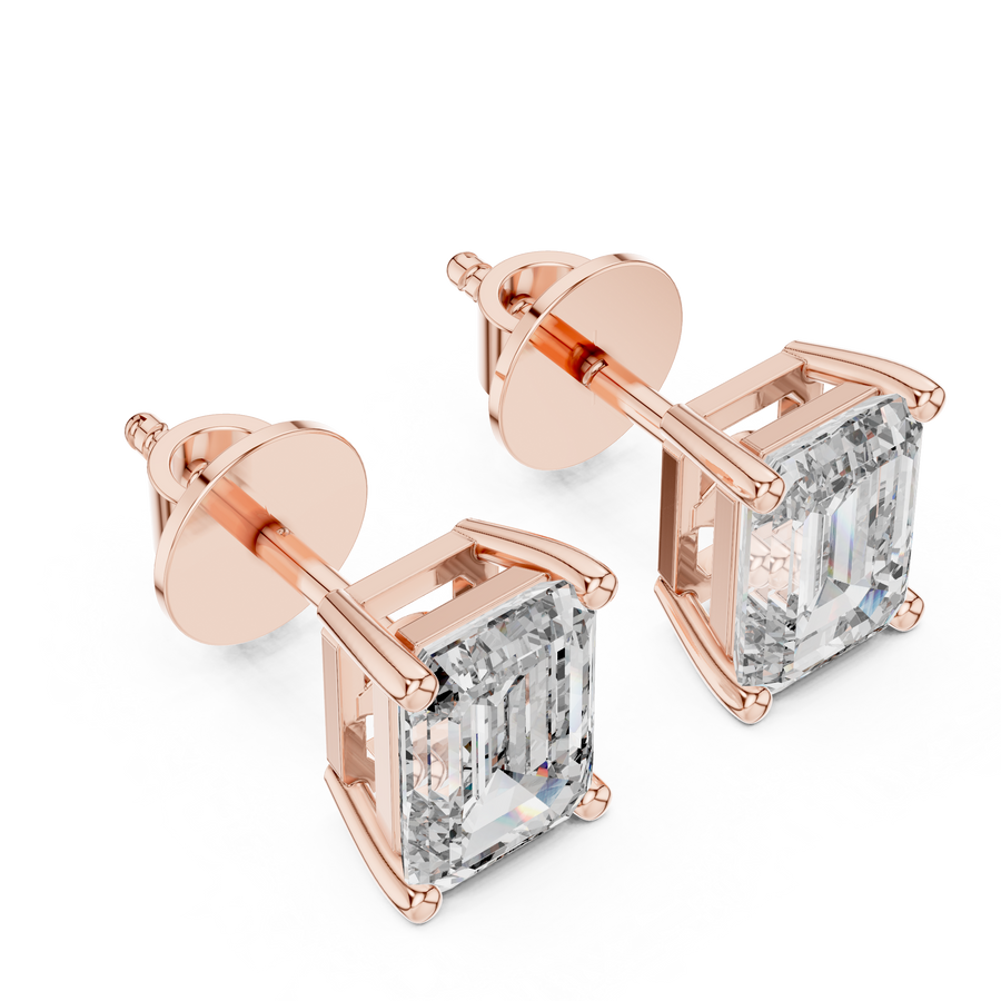 Valencia 7.5 × 5.5 mm Emerald-Cut Diamond Earrings