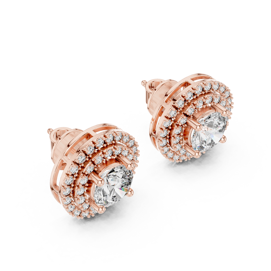 Liora 7.00 mm Diamond Halo Earrings