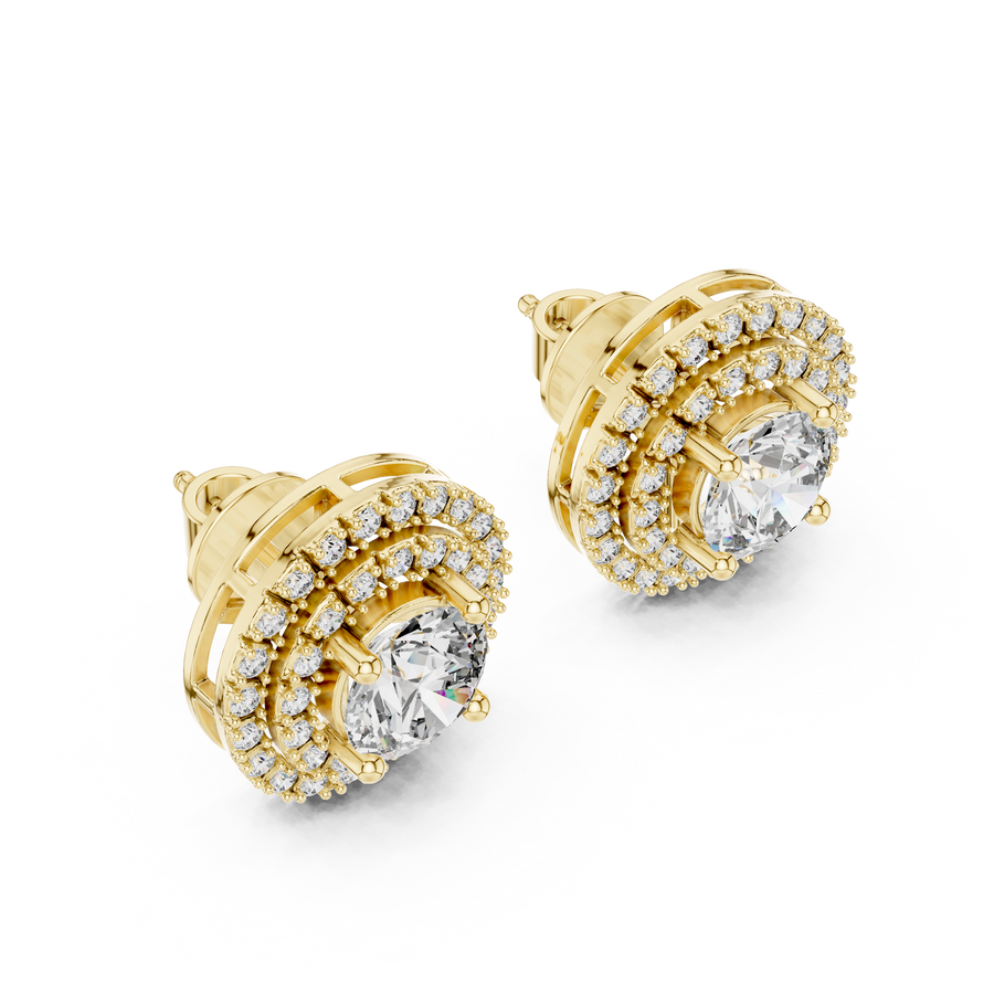 Liora 7.00 mm Diamond Halo Earrings