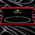 6 mm Black Diamond Beaded Necklace, Sterling Silver Lobster Clasp, 16–21 Inches + Free Diamond Studs