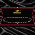 4 mm Black Diamond Chain Necklace with Solitaire Clasp, 925 Sterling Silver, 16–28 Inches + Certified! Free Diamond Studs.
