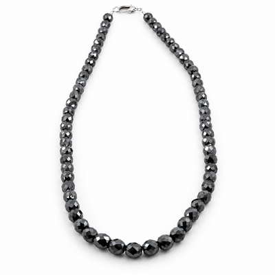 Certified 8 mm Black Diamond Beads Necklace-Great Shine & Luster! 18" to 24" options. - ZeeDiamonds