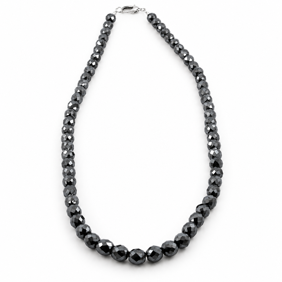 Certified 8 mm Black Diamond Beads Necklace-Great Shine & Luster! 18" to 24" options. - ZeeDiamonds