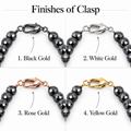 8 mm Black Diamond Beaded Necklace, 925 Sterling Silver Clasp, 18–24 Inches + Free Diamond Studs