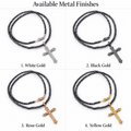 4 mm Black Diamond Beaded Necklace with Sterling Silver Cross Pendant, Unisex, 18–24 Inches + Free Diamond Studs