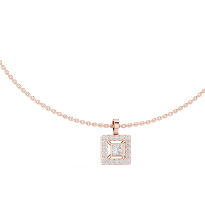 Elvarielle Princess & Round Diamond Pendant